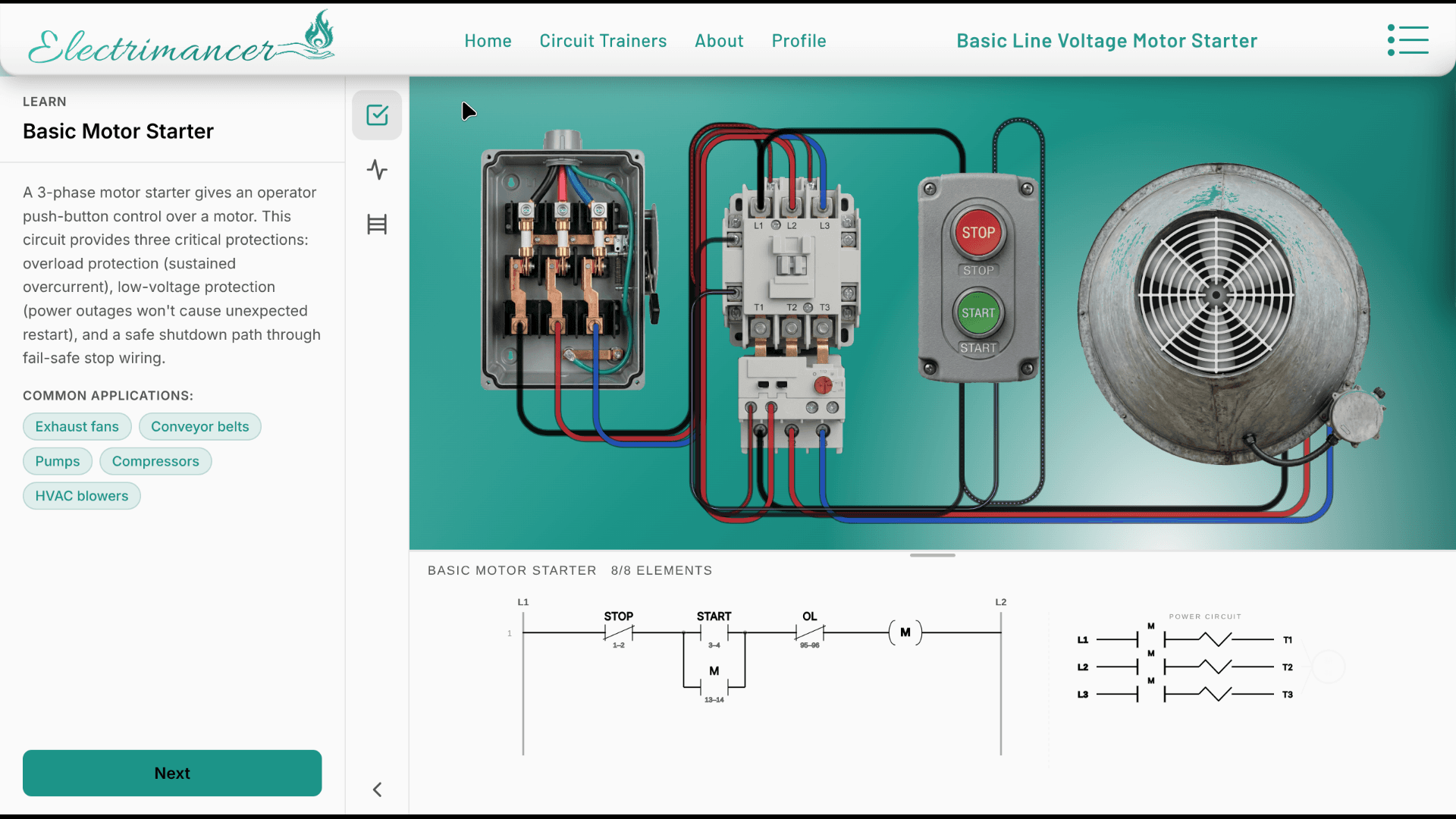 Basic Line Voltage Motor Starter workbench preview