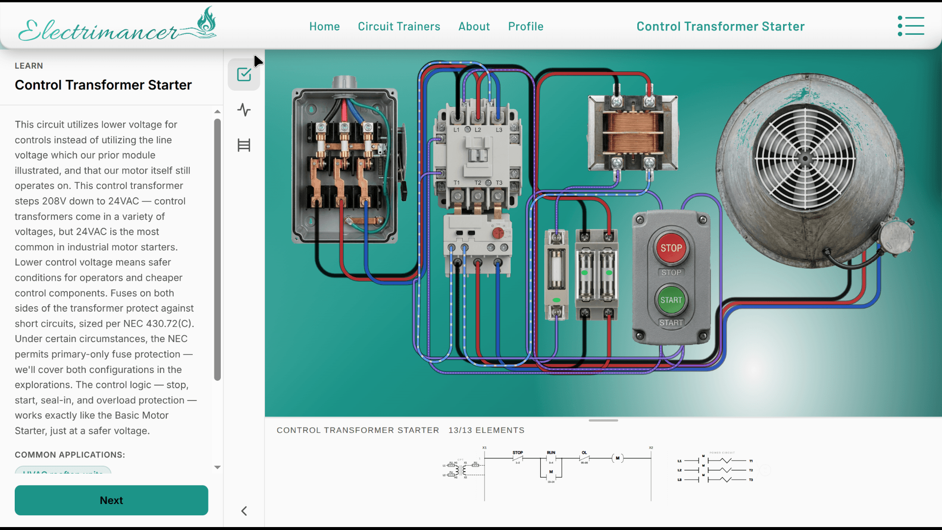 Control Transformer Starter workbench preview