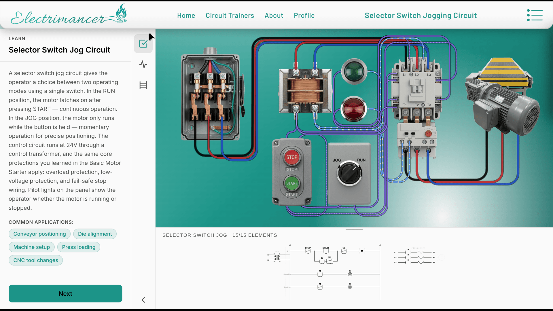 Selector Switch Jogging Circuit workbench preview